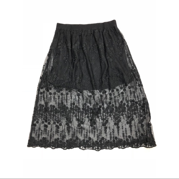 💥SALES💥BOHO BLACK ELASTIC WAIST LINED LACE SKIRT - Picture 6 of 6